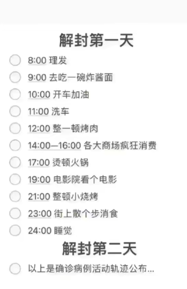 解封后的打算……