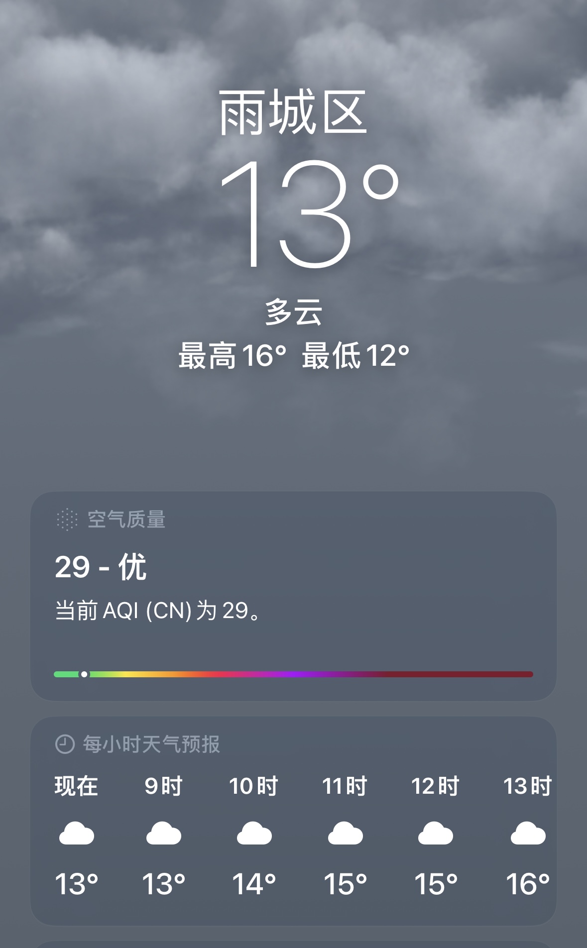 13度，我真的谢谢你