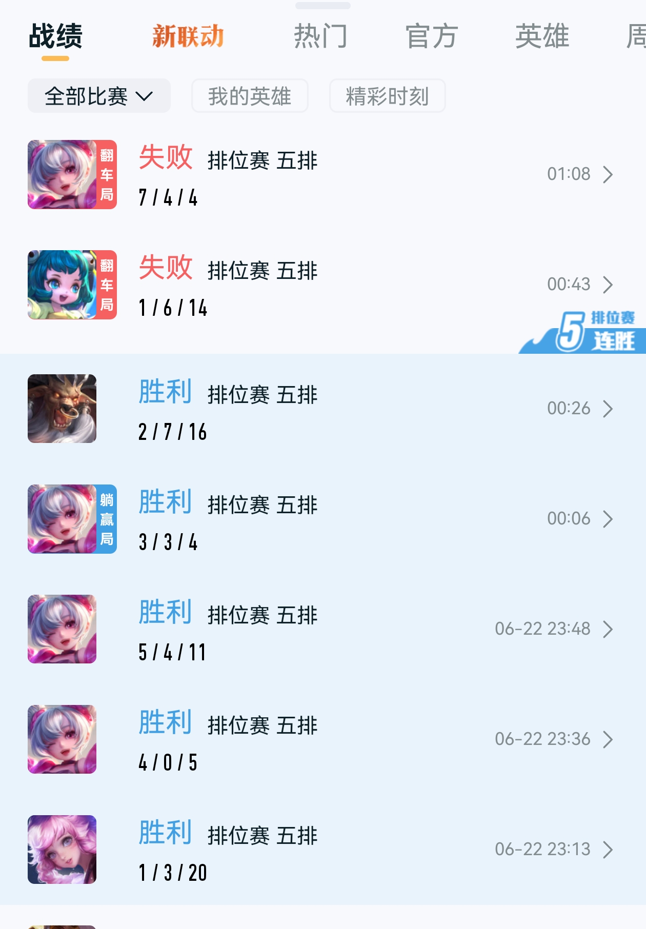 我今晚的战绩